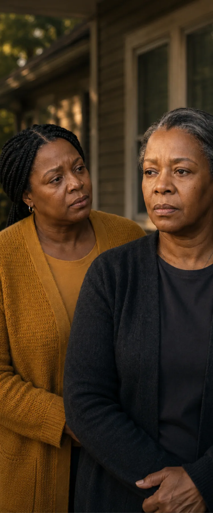 Monica and Tanya Brooks outside the family home